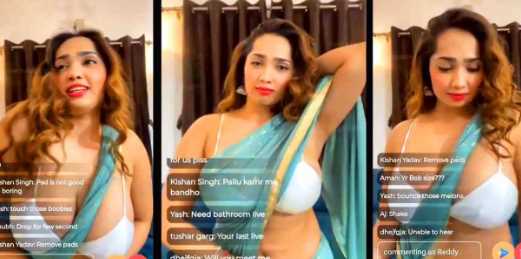 Aditi Mistry Teasing in Saree on Her Exclusive Live Show
